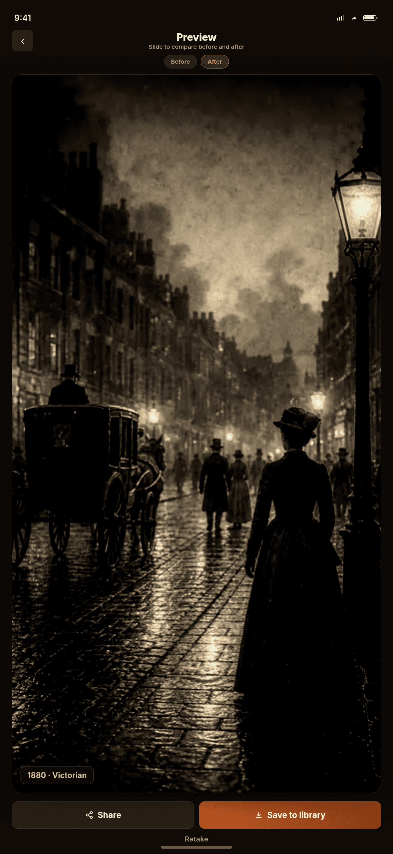 Preview of an 1880 Victorian transform. Slide to compare before and after.